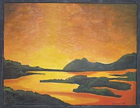 Zachód słońca - olej, płótno, 38,5cmx50 cm