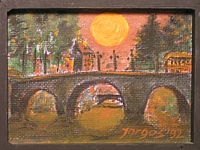 Most - olej, pilśnia, 14,5x10,5 cm